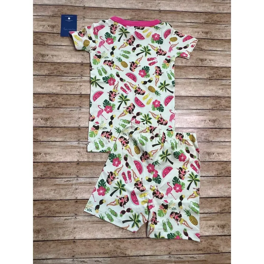 Magnolia Baby Aloha Hawaiian Themed Shorts Pajama Set Girls Size 5 NEW